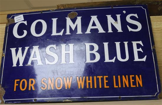 A Colmans Wash Blue for Snow White linen enamel sign